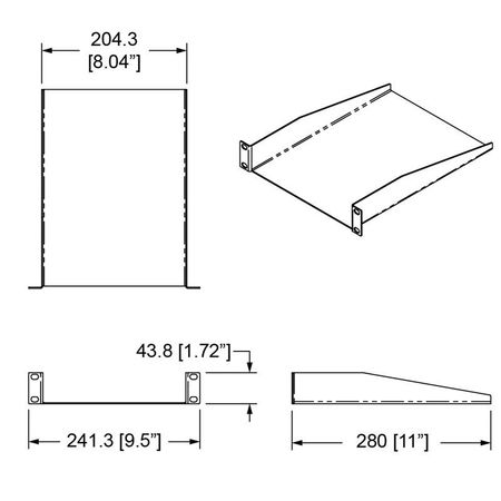 1U Half Rack Shelf - 280mm Deep (R-617)